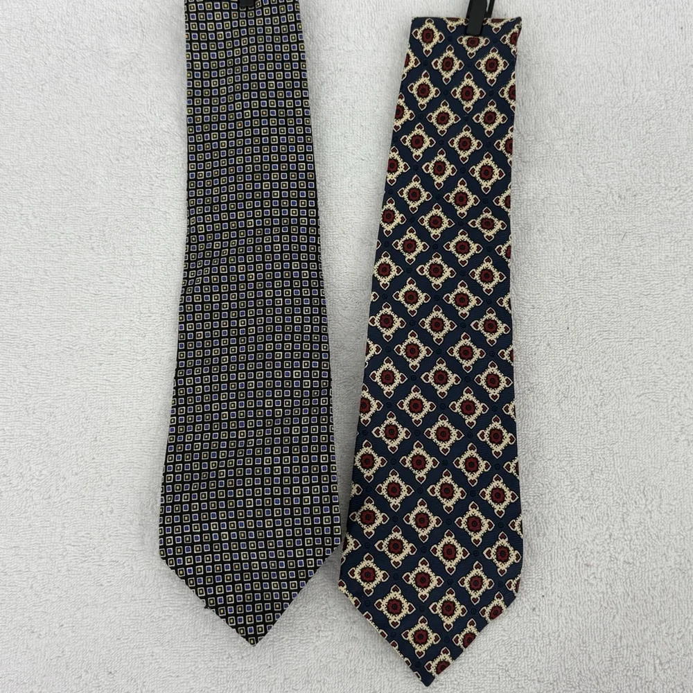 Polo Ralph Lauren Handmade 100% Silk Ties - Set Of 2 - Geometric USA Made